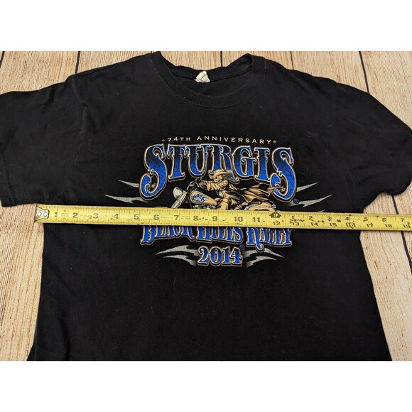 Sturgis Black Hills Rally 2014 74th Anniversary T-Shirt XS Black Double Side USA - Picture 7 of 8